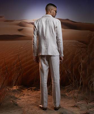 Desert oasis herringbone linen safari suit 4
