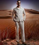 Beige herringbone linen coord set