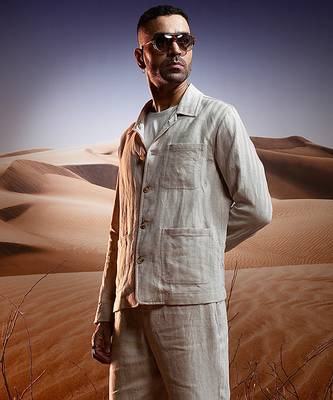 Beige herringbone linen coord set 4