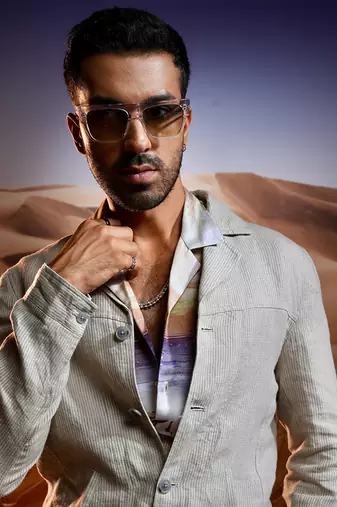 Sahara breeze linen trucker jacket