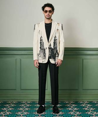 Ivory cityscape hand-painted ceremonial suit 1