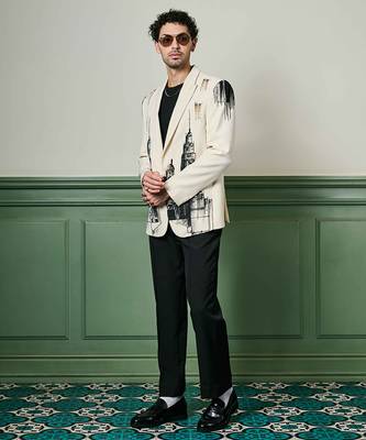 Ivory cityscape hand-painted ceremonial suit 5