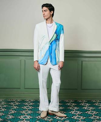 Aqua hand-painted ceremonial suit 1