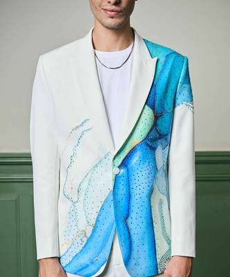 Aqua hand-painted ceremonial suit 2