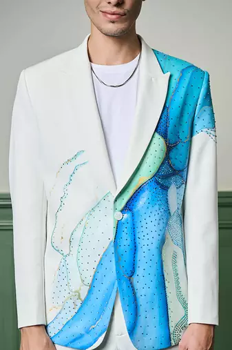 Aqua hand-painted ceremonial suit