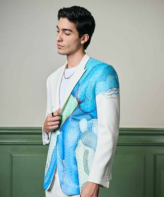 Aqua hand-painted ceremonial suit 3