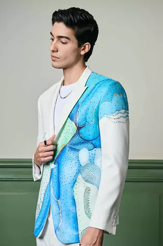 Aqua hand-painted ceremonial suit