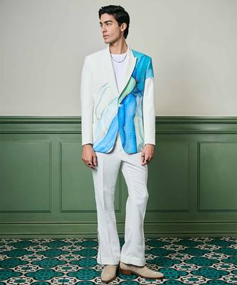 Aqua hand-painted ceremonial suit 5