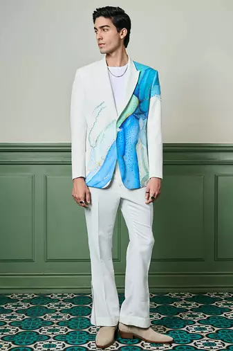 Aqua hand-painted ceremonial suit