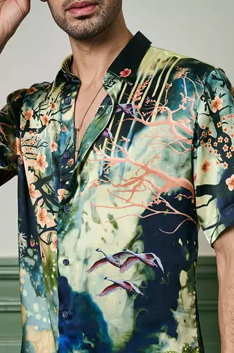 Enchanted evening habutai silk shirt