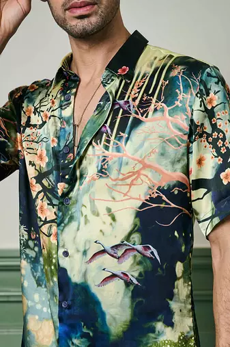 Enchanted evening habutai silk shirt