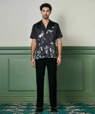 Nocturnal brushstrokes habutai silk shirt 1