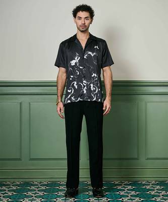 Nocturnal brushstrokes habutai silk shirt 2
