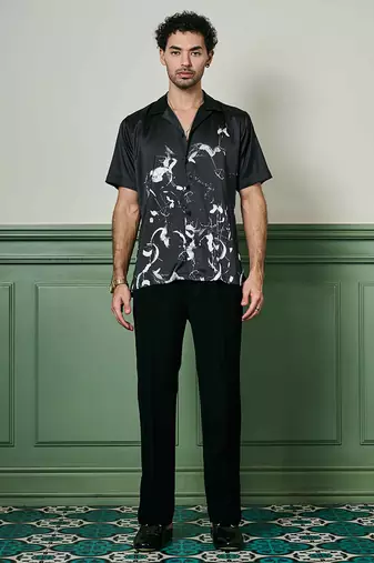 Nocturnal brushstrokes habutai silk shirt