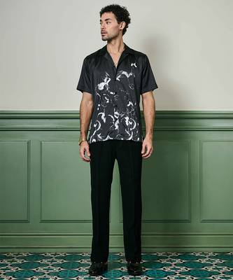 Nocturnal brushstrokes habutai silk shirt 3
