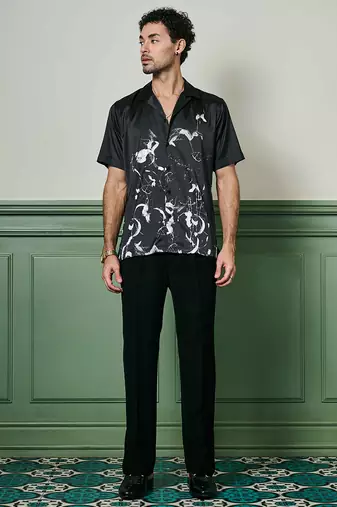 Nocturnal brushstrokes habutai silk shirt