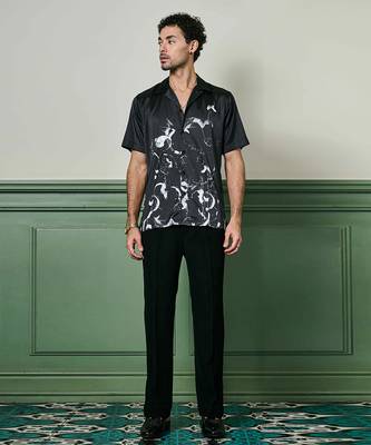 Nocturnal brushstrokes habutai silk shirt 4