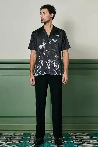 Nocturnal brushstrokes habutai silk shirt