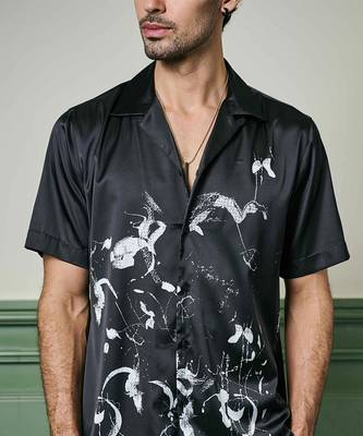 Nocturnal brushstrokes habutai silk shirt 5