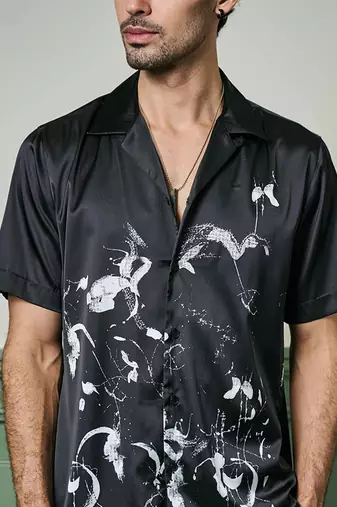 Nocturnal brushstrokes habutai silk shirt