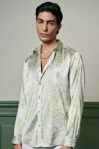 Mint reverie habutai silk shirt