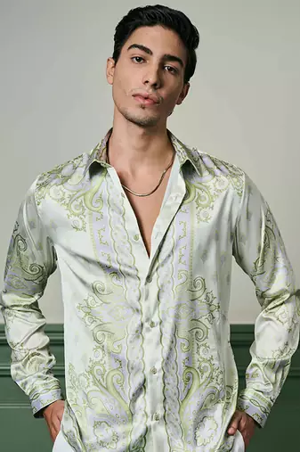 Mint reverie habutai silk shirt