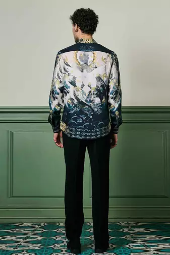 Kyoto nightfall habutai silk shirt