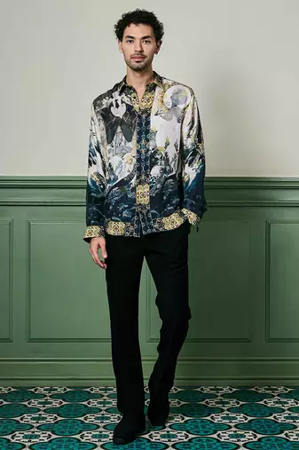 Kyoto nightfall habutai silk shirt