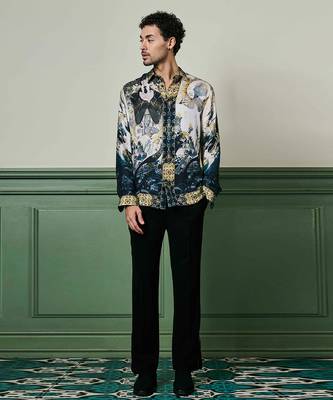 Kyoto nightfall habutai silk shirt 4