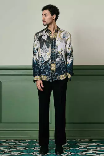 Kyoto nightfall habutai silk shirt