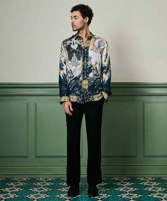 Kyoto nightfall habutai silk shirt 5