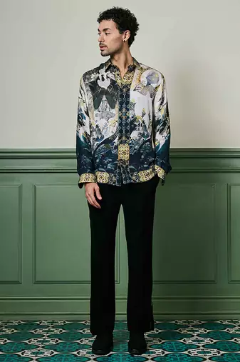 Kyoto nightfall habutai silk shirt