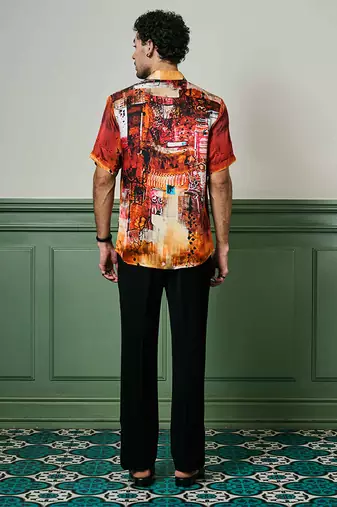 Ember oasis habutai silk shirt
