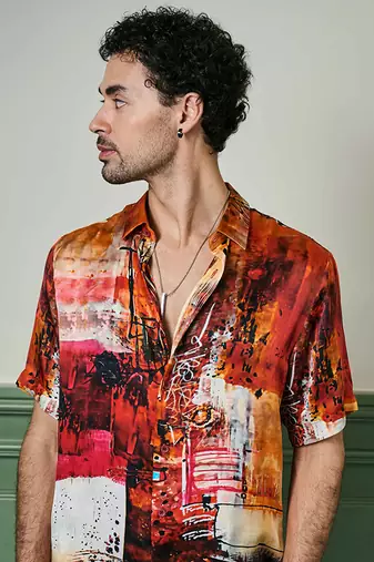 Ember oasis habutai silk shirt