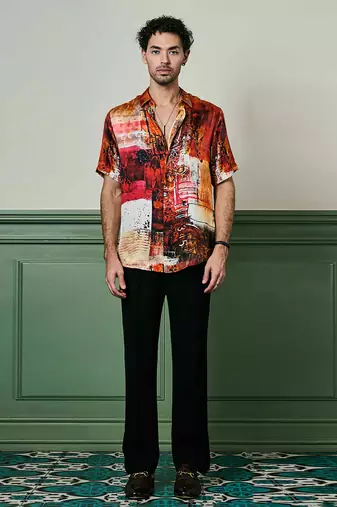 Ember oasis habutai silk shirt