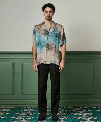 Azure mirage habutai silk shirt 1