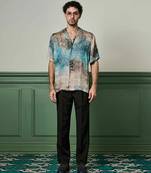 Azure mirage habutai silk shirt