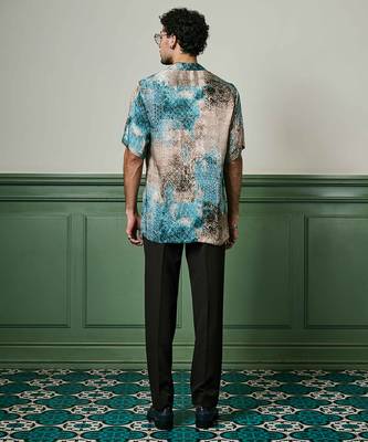 Azure mirage habutai silk shirt 2