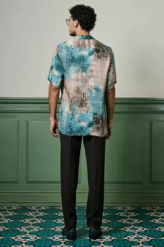 Azure mirage habutai silk shirt