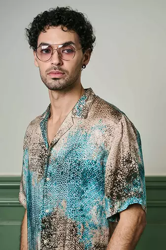 Azure mirage habutai silk shirt