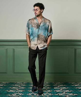 Azure mirage habutai silk shirt 4