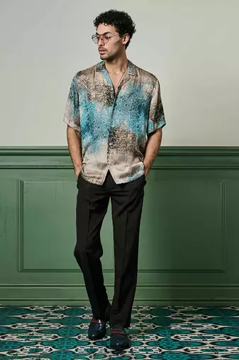 Azure mirage habutai silk shirt