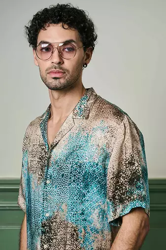 Azure mirage habutai silk shirt