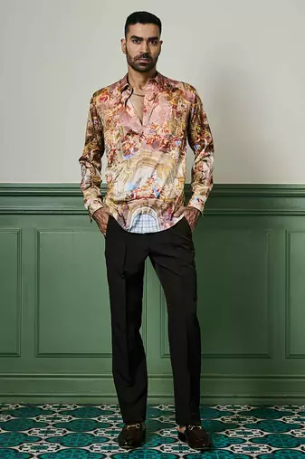 Belle   poque splendor habutai silk shirt