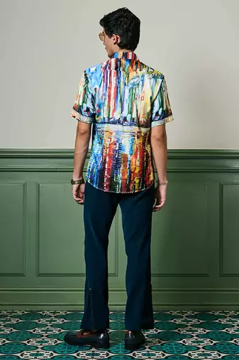 Skyline symphony habutai silk shirt