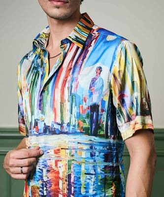 Skyline symphony habutai silk shirt 3