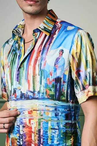 Skyline symphony habutai silk shirt