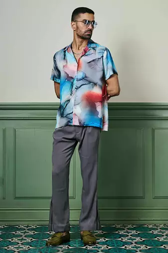 Oceanic reverie habutai silk shirt