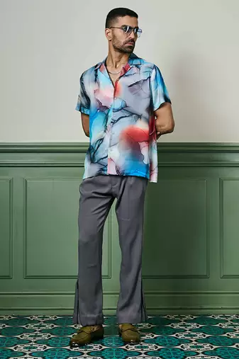 Oceanic reverie habutai silk shirt