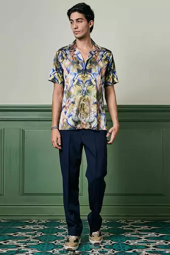 Verdant dreams habutai silk shirt